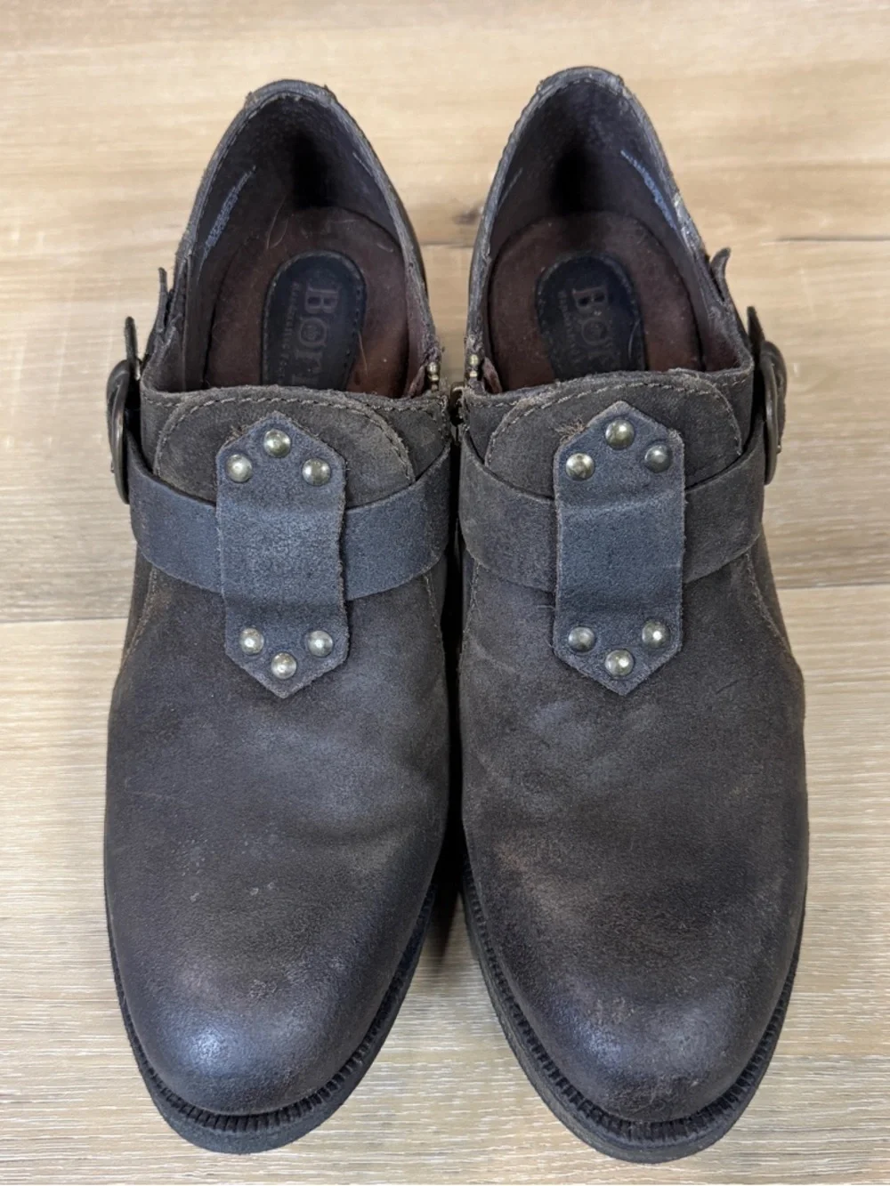 Born Brown Suede Ankle Booties with Buckle